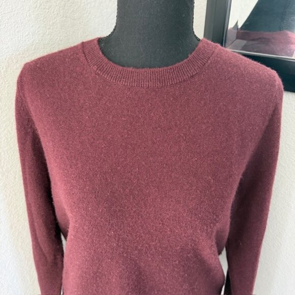 QUINCE Mongolian Cashmere Crew Neck Sweater Burgundy Medium - Picture 9 of 11